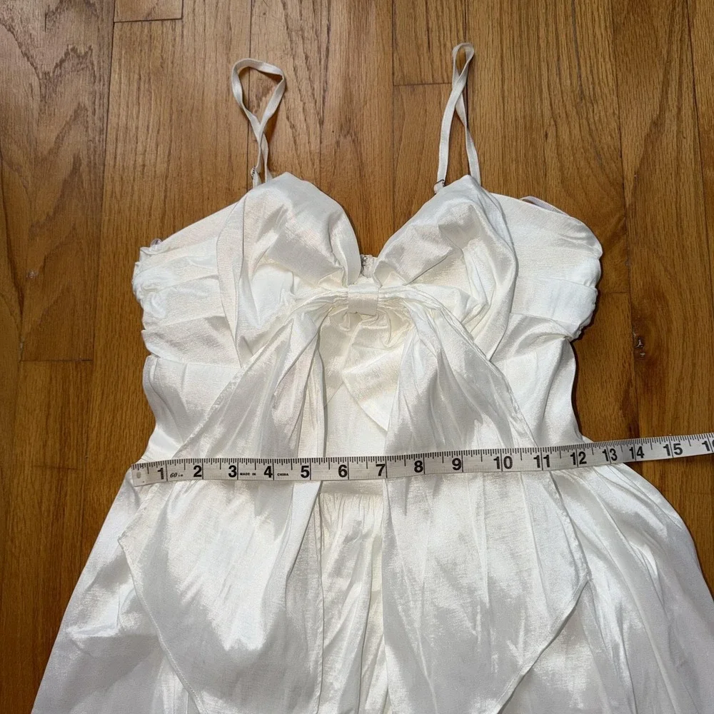 NEW Lulus Dress M White Satin Bow Front Fit & Flare Mini Bridal‎ Party Dress